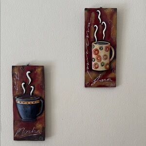 SET OF 2 Coffee Cup Wall Art Decor